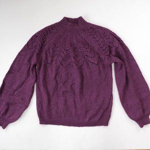 ANTHROPOLOGIE BB Dakota Steve Madden Pointelle Sweater XS Balloon Sleeve